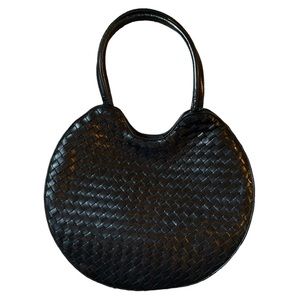 Vintage Bottega Veneta Black Leather Shoulder Bag